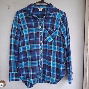 Vintage 90s Y2k Woolrich Flannel Cobalt Turquoise Blue Grunge Classic Western...